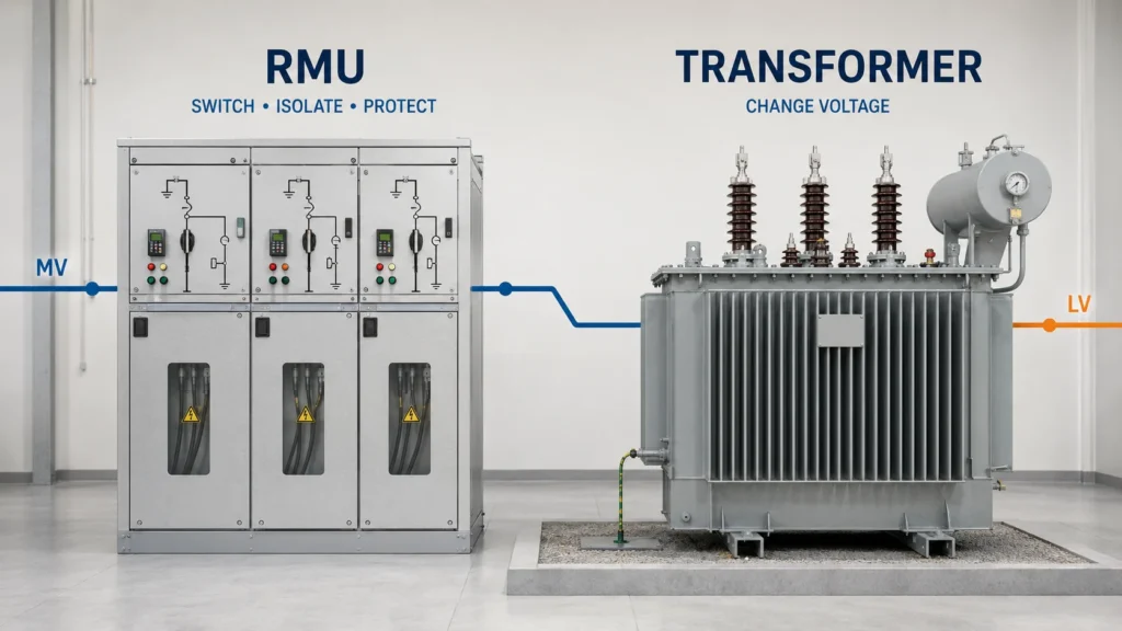 What is the difference between an RMU and a transformer