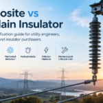 Composite versus porcelain insulator cover comparing a ceramic disc insulator string with a silicone composite insulator