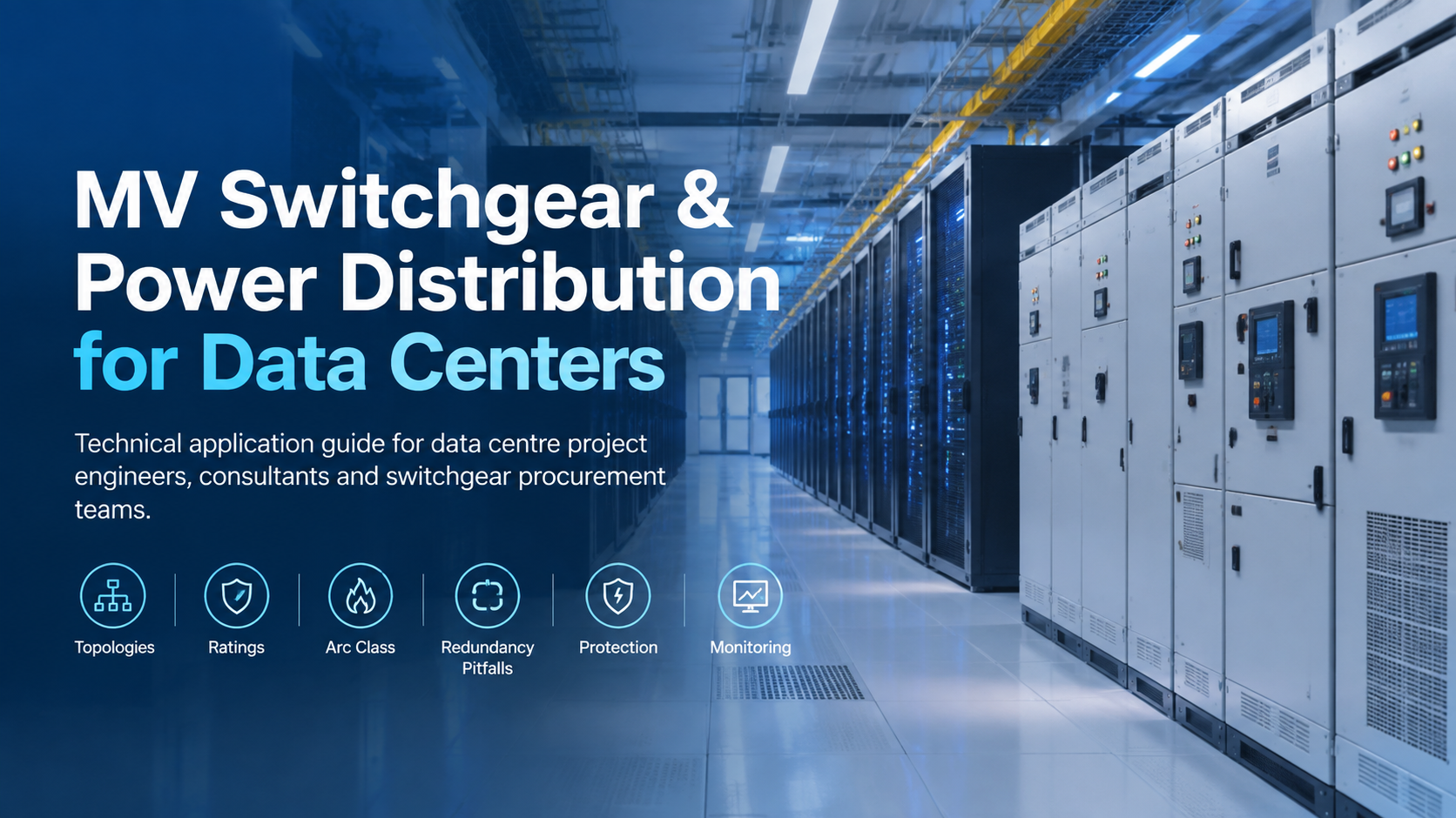 Cover image for a guide to MV switchgear and power distribution architecture for data centers