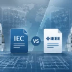 Engineers comparing IEC and IEEE switchgear documentation cover
